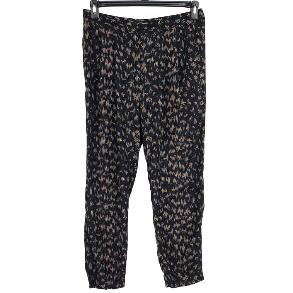 Silence + Noise Black & Tan Pleated Boho Jogger Carrot Pants Women's Size 6 2673